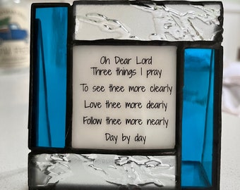 Day by Day song lyrics on unique stained glass frame.