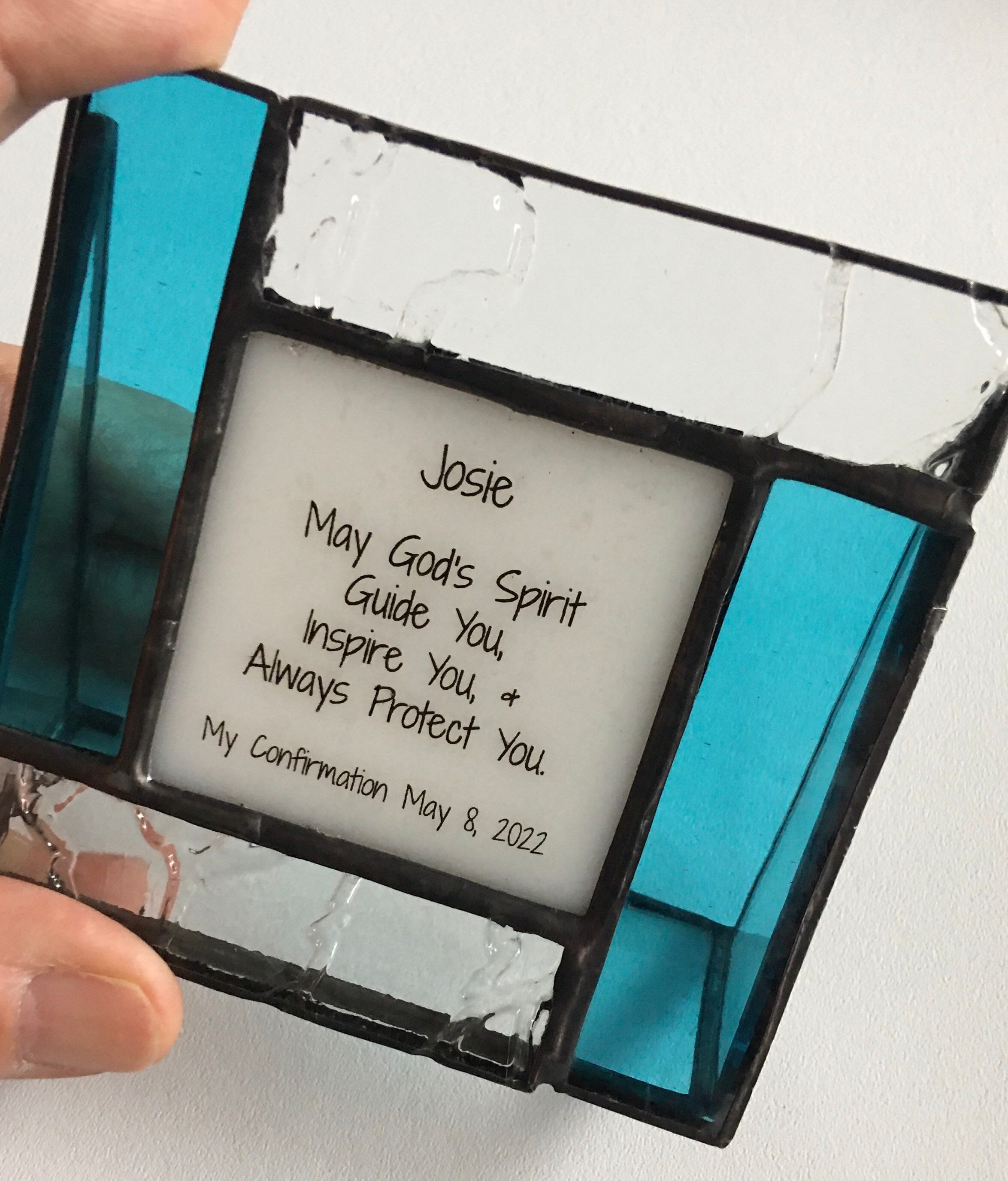 Personalized Confirmation gift for teen boy or teen girl in stained glass