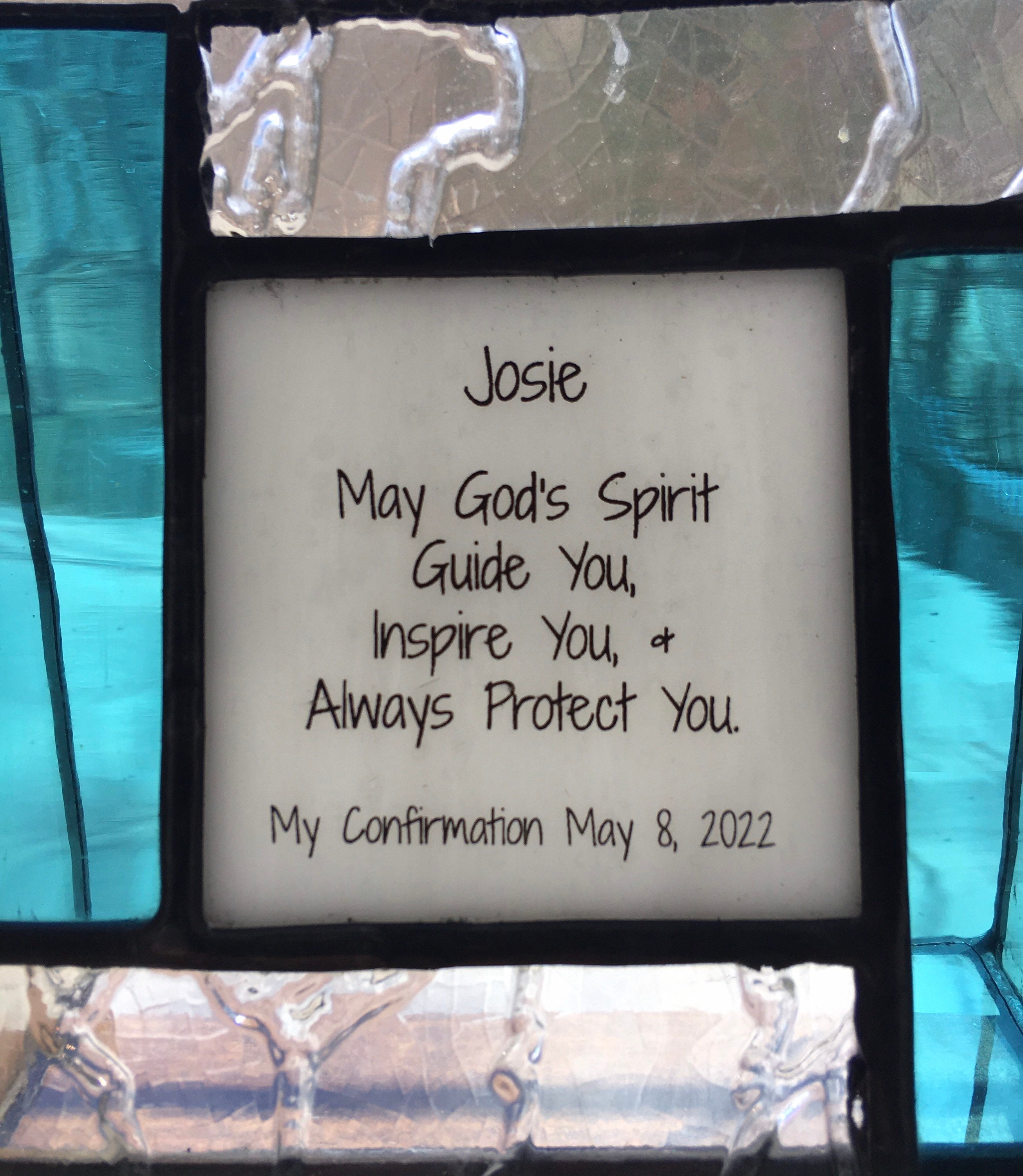 Personalized Confirmation gift for teen boy or teen girl in stained glass