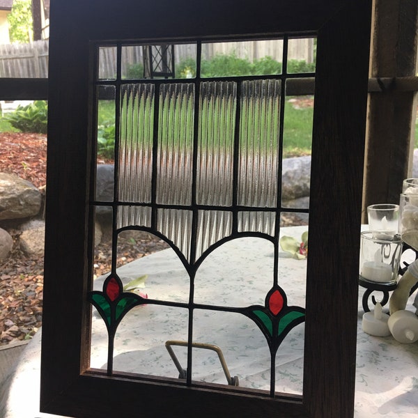 Small antique stained glass window with flowers - re-made for today.