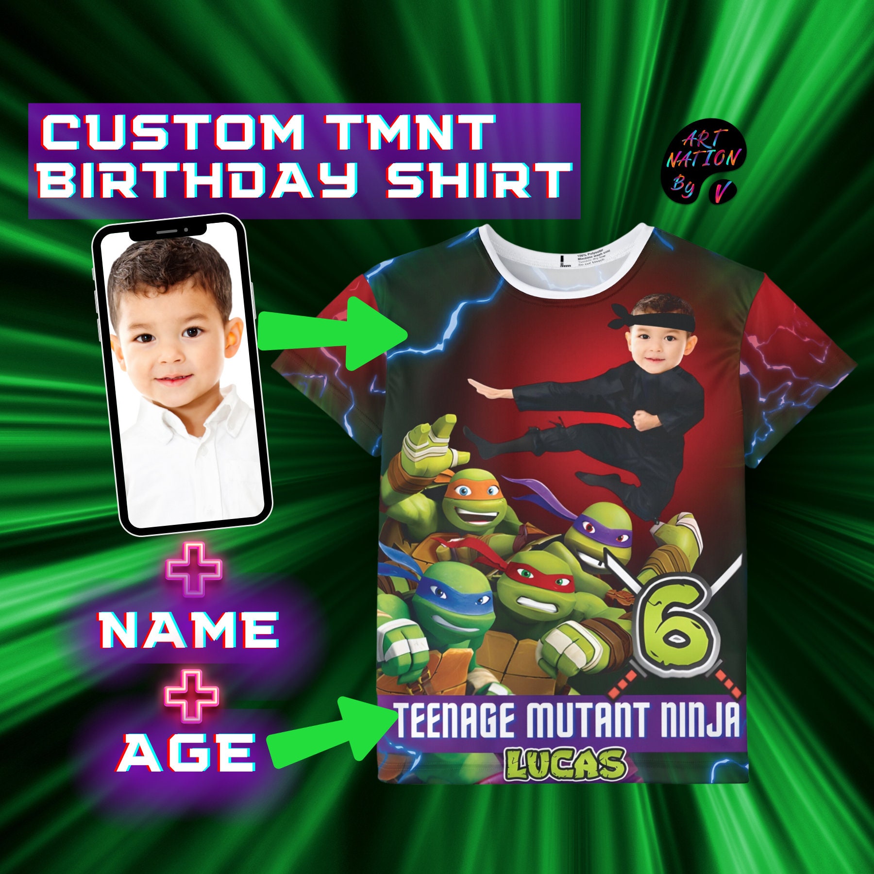 Ninja Turtles Birthday Shirt - TMNT Birthday Shirt - Personalized with any  age