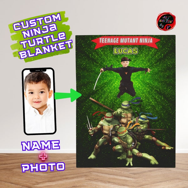 Couverture tortues ninja, couverture tortue, couverture super-héros enfant, couverture photo, couverture enfant personnalisée, couverture personnalisée pour garçon