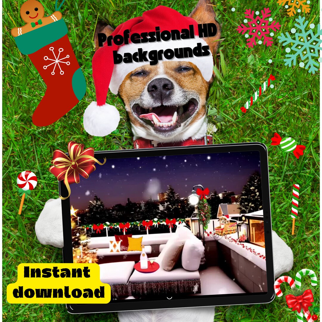 CHRISTMAS VIRTUAL BACKGROUND Cozy Rooftop-skype Zoom Google - Etsy