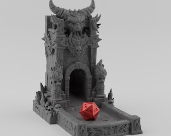 Demoniska Dice Tower STL-fil Mörk fantasy DnD 3D-utskrift Bordspel RPG-tillbehör