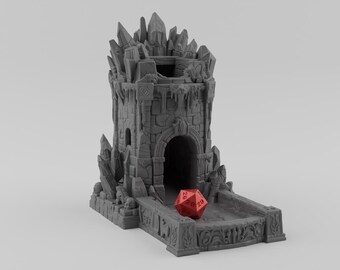 Ice Tower Dice Tower STL-fil, Fantasy DnD 3D-utskrift, RPG-tillbehör för bordsskivor