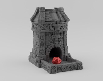 Dvärg Dice Tower STL-fil Fantasy DnD 3D-utskrift Bordspel RPG-tillbehör