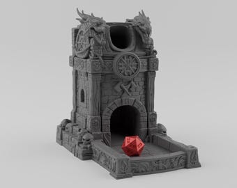 Viking Dice Tower STL-fil, Fantasy DnD 3D-utskrift, RPG-tillbehör för bordsskivor