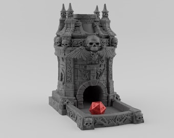 Necromancer Dice Tower STL-fil, Fantasy DnD 3D-utskrift, RPG-tillbehör för bordsskivor