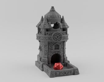 Trollkarlstornets tärningstorn STL-fil, Fantasy DnD 3D-utskrift, bords-RPG-tillbehör