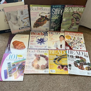 Lot of Vintage Beading and  Jewelry Magazines - Bead & Button, Beadwork, Stringing, Step by Step Beads 2000s ~ Includes 12 Unique Magazines