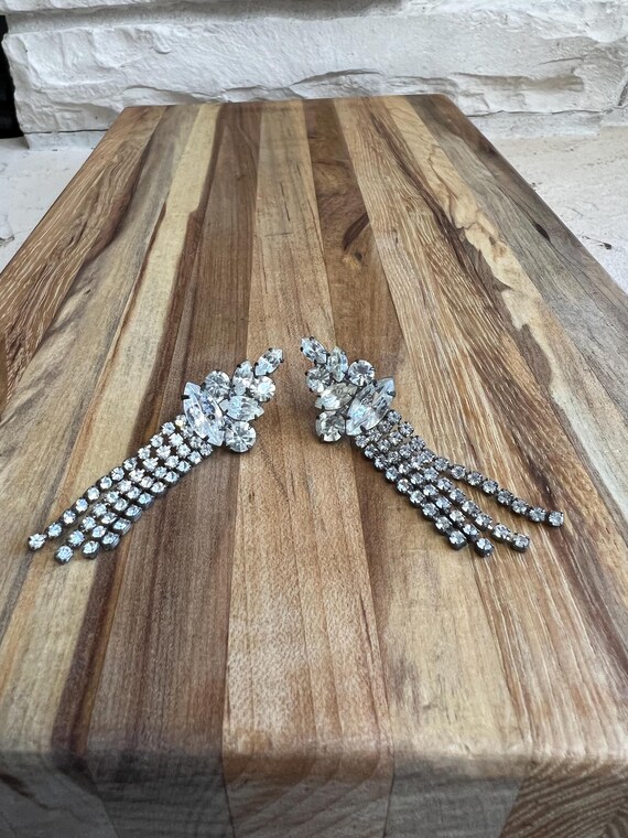 Rhinestone Dangle Earrings: Vintage Hollywood Gla… - image 7