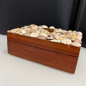 Sea Shell Wooden Jewelry Box ~ Vintage Handmade Wooden Sea Shell Box ...