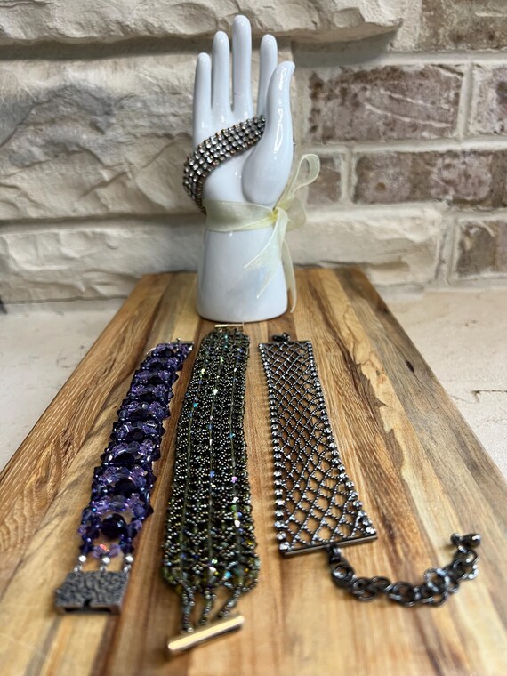 Handmade Rhinestone Cuff Bracelet: Vintage Statem… - image 2