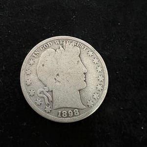 1898 Barber Half Dollar - 90% Silver U.S. Coin - Antique Liberty Head Half - Vintage American Silver Coin