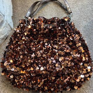 Bolso de hombro/cartera con secuencia marrón ~