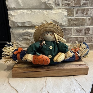 Fall Decor ~ Window Sill Scarecrow Friend ~ Fabric Stuffed Scarecrow