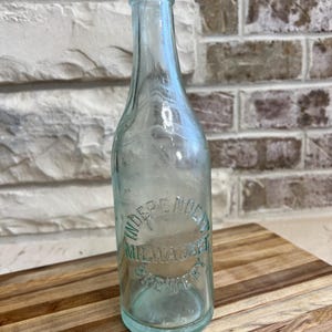 Antique Independent Milwaukee Brewery Bottle - Embossed Aqua Glass Beer Bottle | Vintage Breweriana Collectible, Rustic Bar Decor ~ Unique