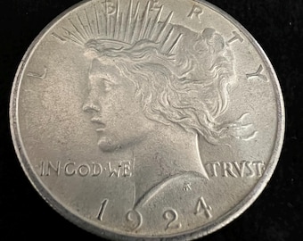 1924 Peace Silver Dollar: 90% Silver, Philadelphia Mint