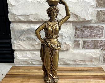 Large Brass Victorian NeoClassical Lady Statue for Lamps, Circa 1870