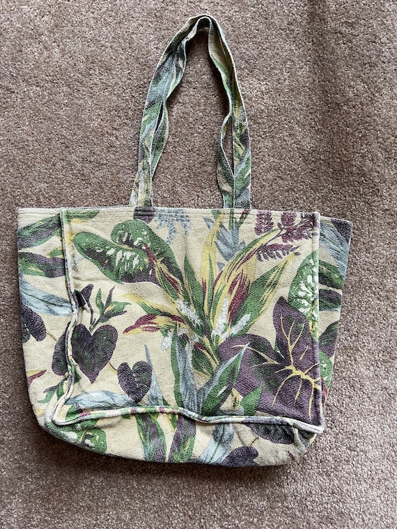 Vintage Large Tote Bag ~ Floral Design Large shopp