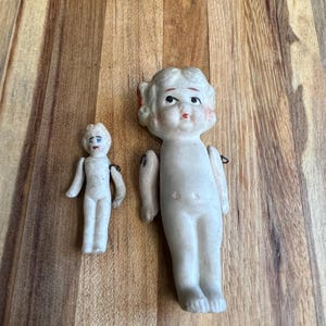 Vintage Bisque Doll Set | Made in Japan Antique Jointed Dolls | Frozen Charlotte Style | Collectible Porcelain Penny Dolls |Primitive Decor