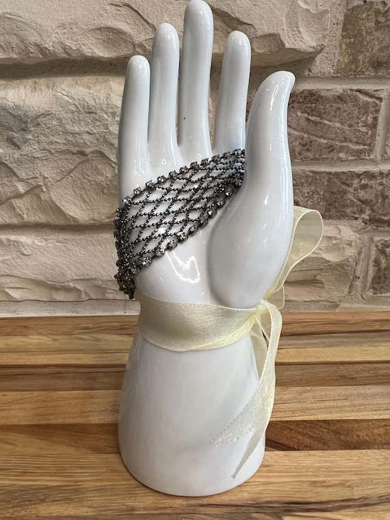 Handmade Rhinestone Cuff Bracelet: Vintage Statem… - image 9