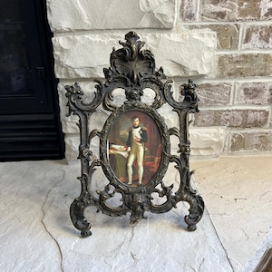 Vintage Ornate Brass Picture Frame: Baroque Rococo Style, Historical Portrait