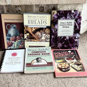 Lot of 6 Polish and Artisan Cookbooks - Bread Baking, Sausage Making, Polish Recipes, Community and Heritage Cookbooks