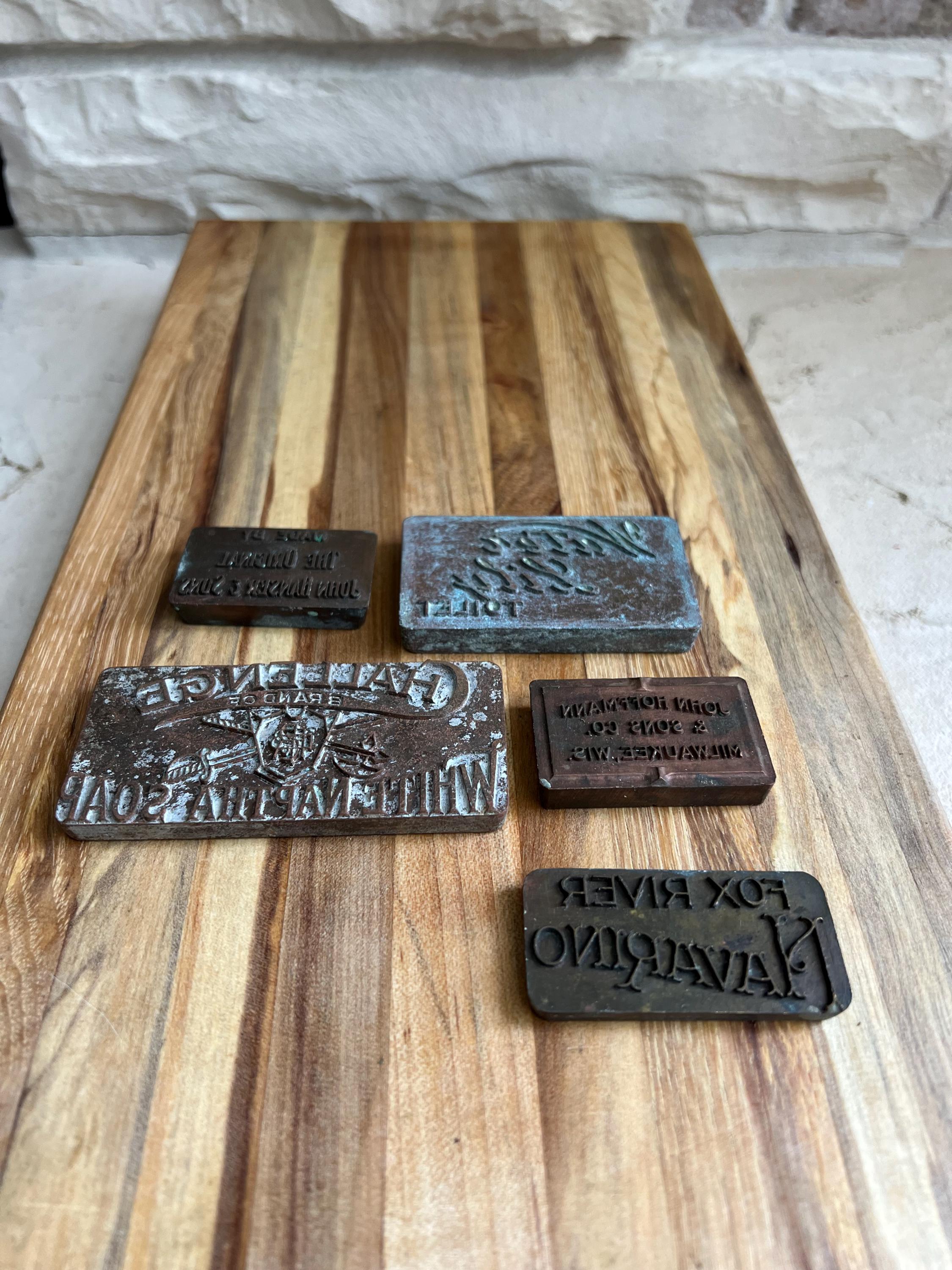 Antique Brass Soap Stamp Set: Vintage Industrial Apothecary Decor