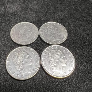 Vintage Italian 50 Lire Coins - Lot of 4 - 1956 & 1979 - Vulcan Design - Repubblica Italiana - Pre-Euro Italy Currency ~ Collectable