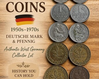 Vintage West Germany Coins Lot - Deutsche Mark & Pfennig Collection (1950s-1970s) - Bundesrepublik Deutschland Currency - European Coin Set