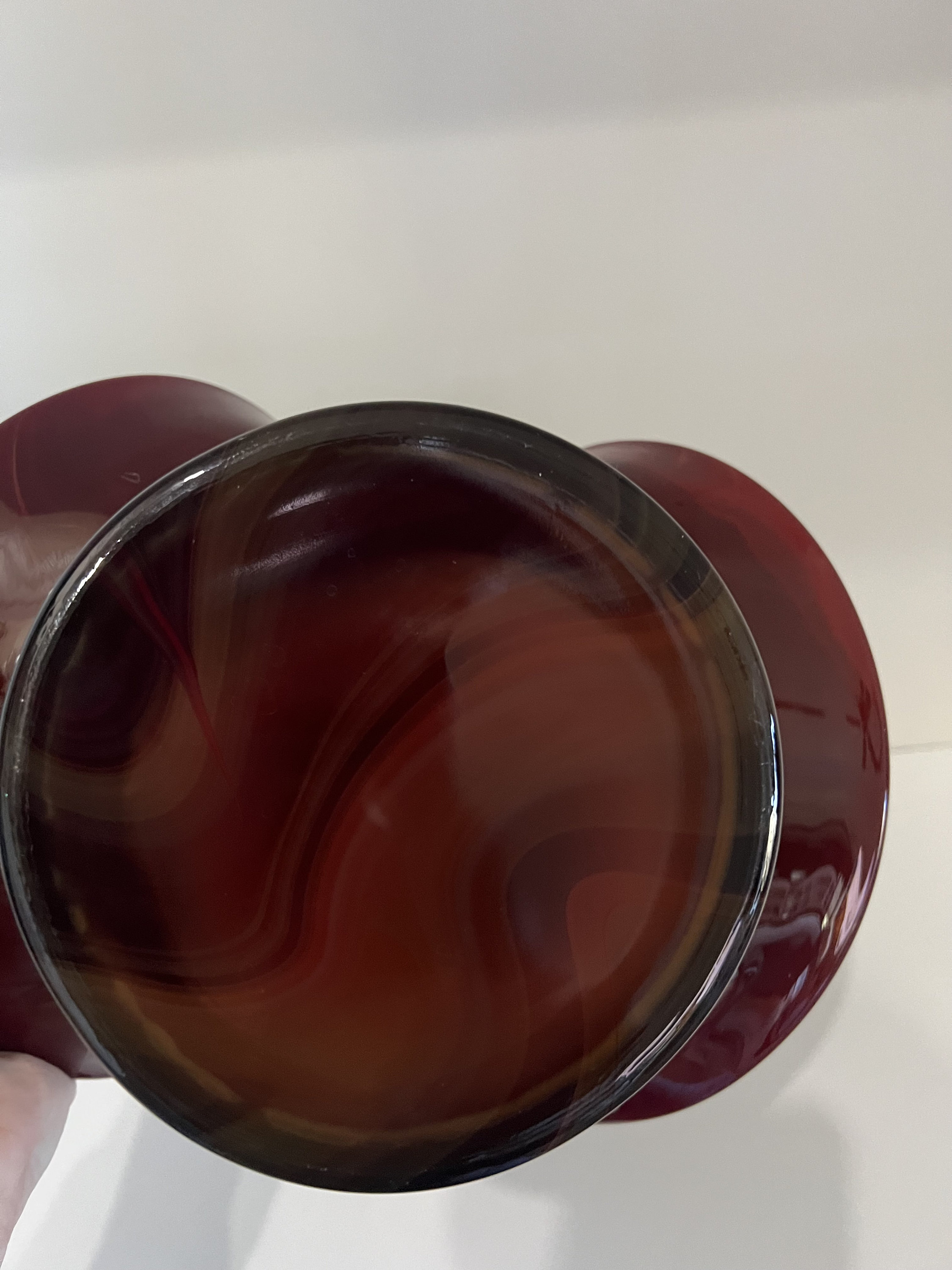 Fenton Red Glass Basket With Wicker Handle Vintage in Excellent