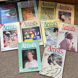 Vintage The Artist&#39;s Magazine Lot (1987- 1989) - Portraits, Watercolor, Pastel, Colored Pencil - Rare Find Magazine Bundle of Ten Included.