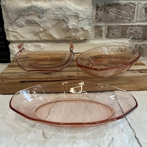 Pink Depression Glass Dishes ~ Pink Depression Candy Dishes, Trinket Dishes ~ Serving Dishes ~ Home Decor Dishes ~ Collectable Glass