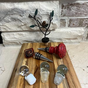 Vintage Wine Stopper Bundle: Murano Glass, Bird Tree Cork