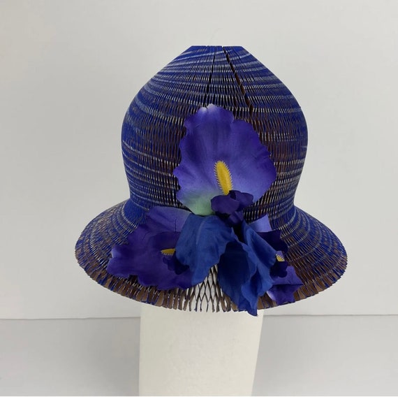 Vintage Paper Hat ~ Antique paper hat with blue f… - image 10
