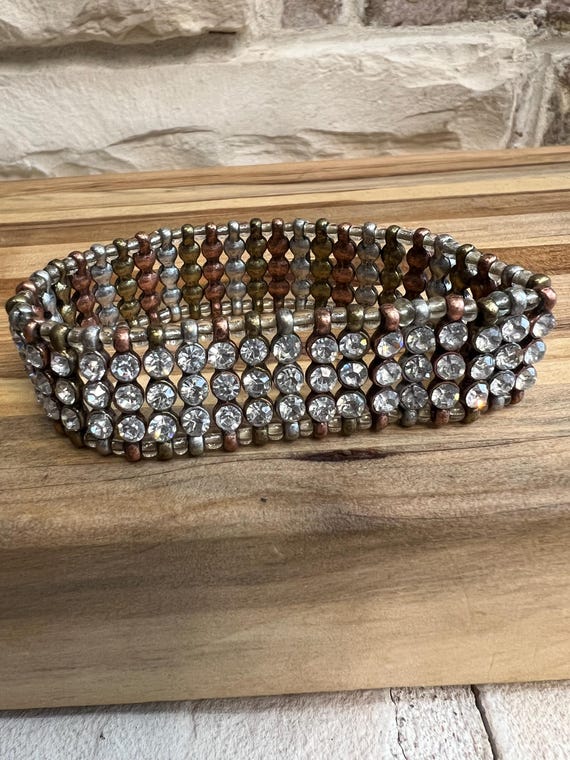 Handmade Rhinestone Cuff Bracelet: Vintage Statem… - image 6