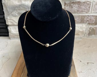 Vintage Avon Gold-Tone Beaded Necklace: 1980s Minimalist Jewelry