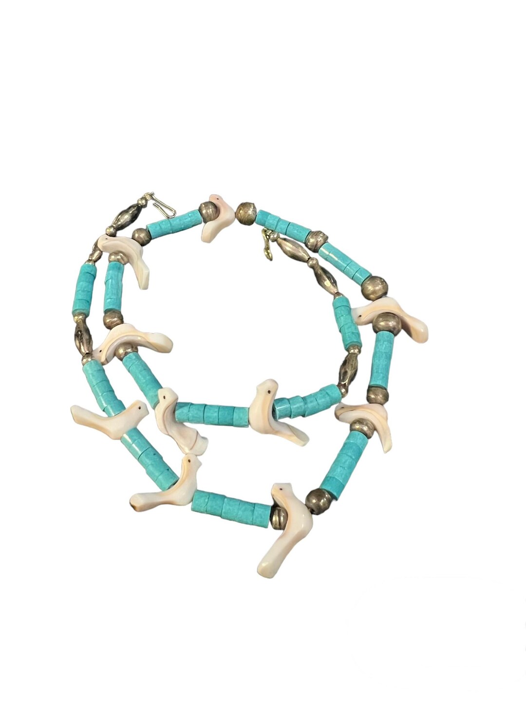 Vintage Native American Zuni Bird, Turquoise Necklace, Rare Zuni Bird