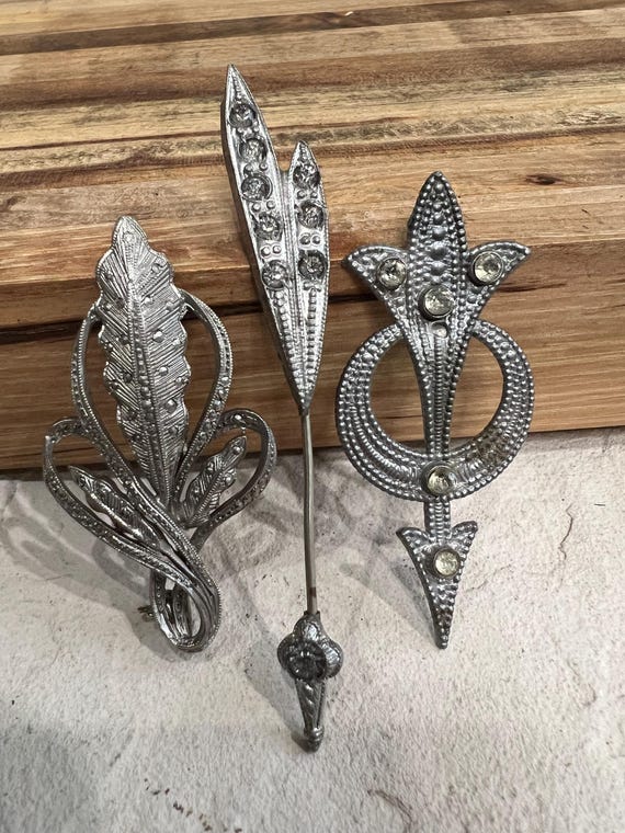 Art Deco Brooches Set: Vintage Estate Jewelry Pins