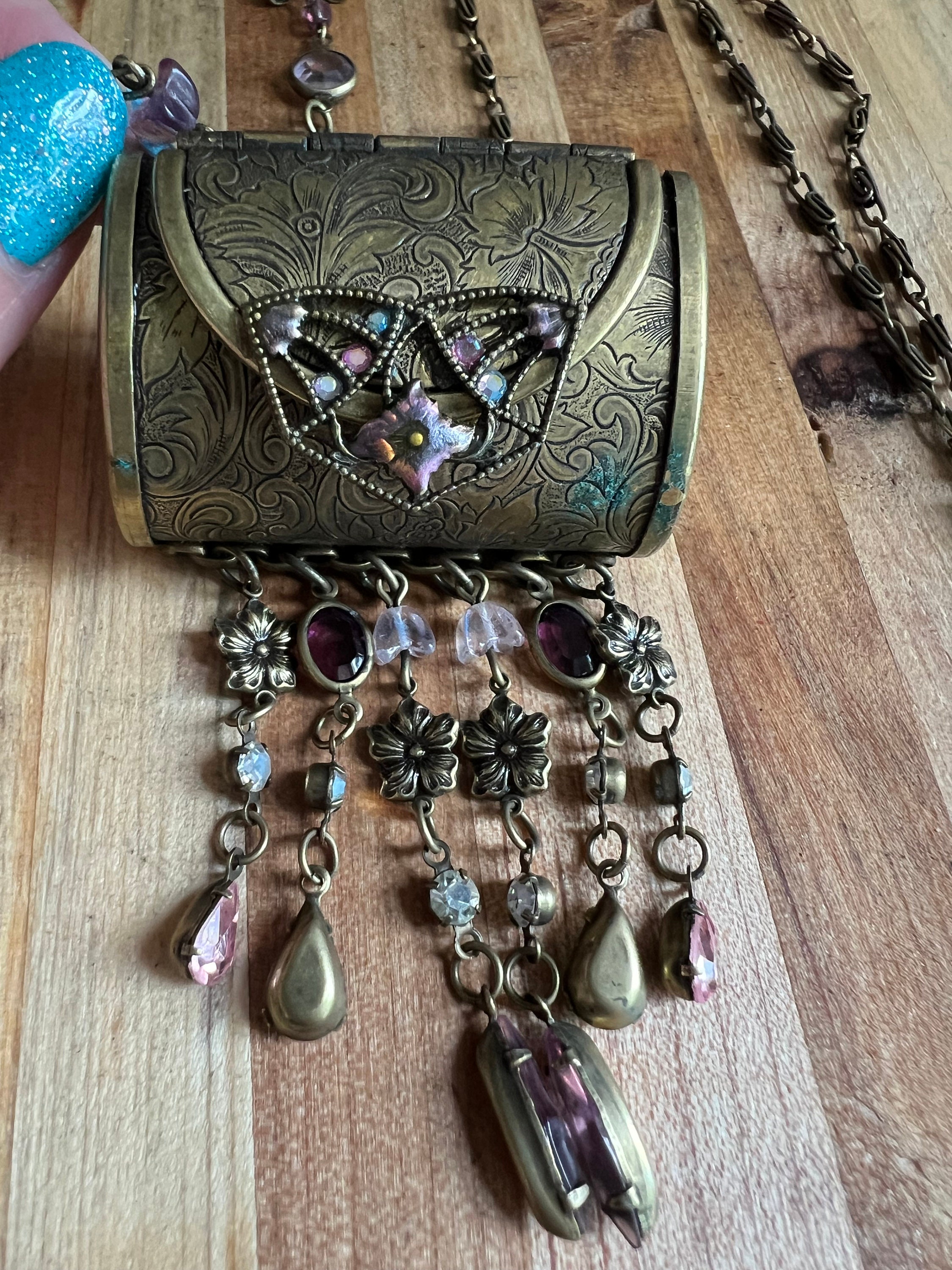 Vintage Purse Necklace by Shelley Cooper Sweet Romance Jewelry Collection Rare Find Etsy