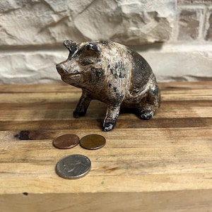 Vintage Cast Iron Piggy Bank: Distressed Rustic Farmhouse Decor