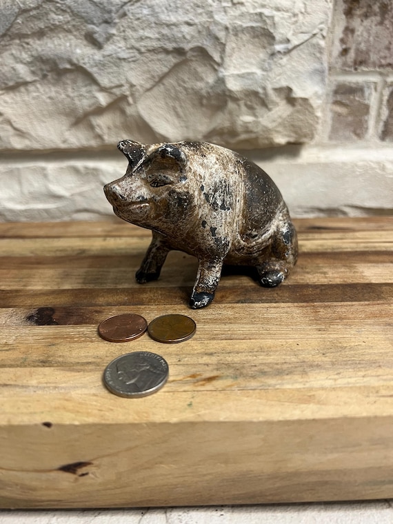Vintage Cast Iron Piggy Bank: Distressed Rustic Farmhouse Decor - Etsy