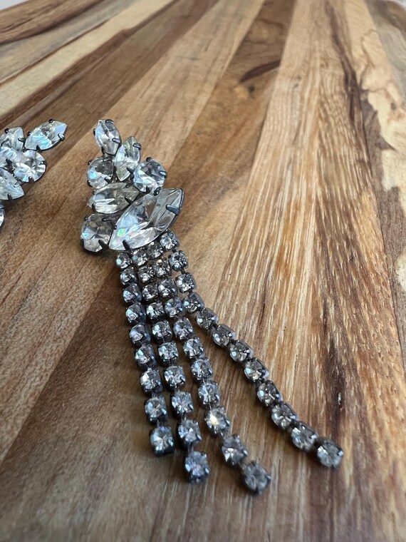 Rhinestone Dangle Earrings: Vintage Hollywood Gla… - image 9