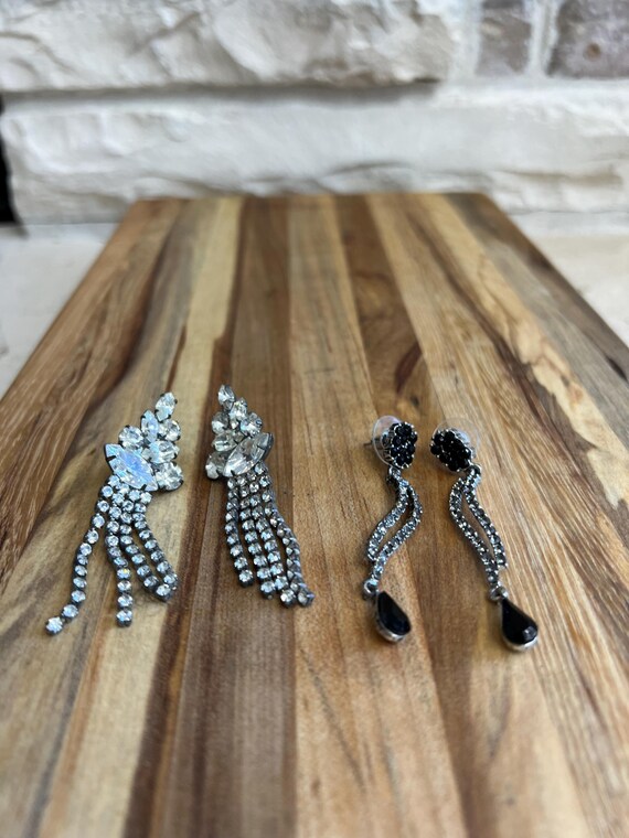 Rhinestone Dangle Earrings: Vintage Hollywood Gla… - image 3
