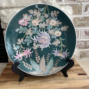Vintage Style Decorative Asian Porcelain Plate - Hand-Painted Floral Design - Wall Hanging or Display Plate