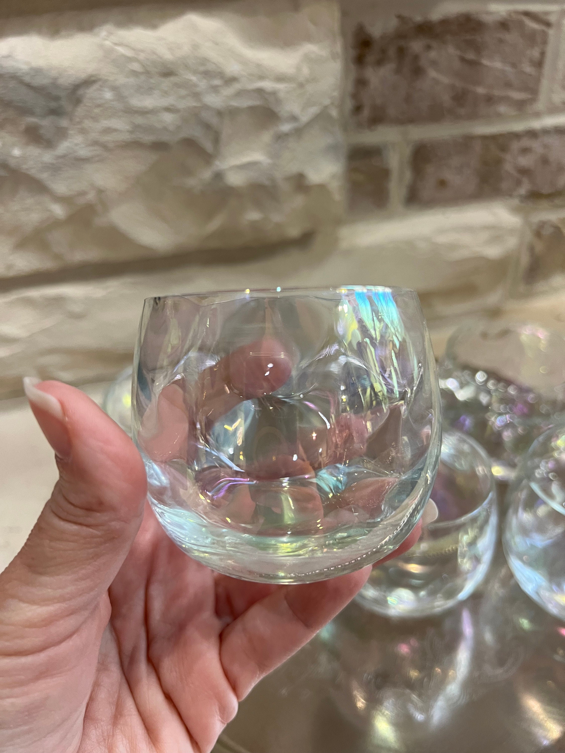 Bar Set Iridescent Brandy/scotch Decanter Snifter Set With 6 Matching