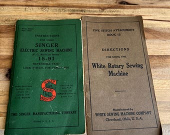 Vintage Singer 15-91 & White Rotary Sewing Machine Manuals - Collectible Sewing Guides