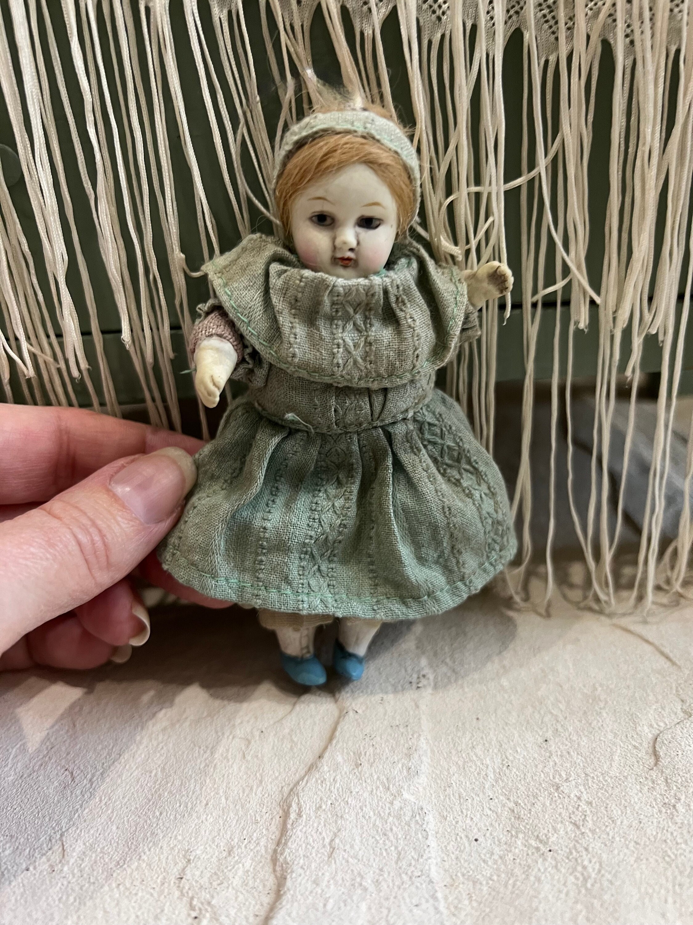 Antique Porcelain Bisque Doll Made in Japan Blue Eyes Soft Body