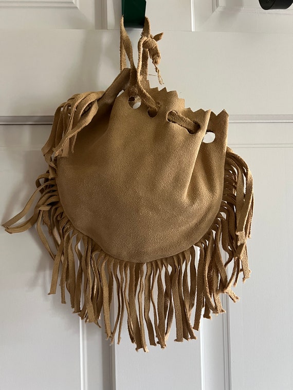 Suede Fringe Large Wristlet Purse ~ Handmade suede